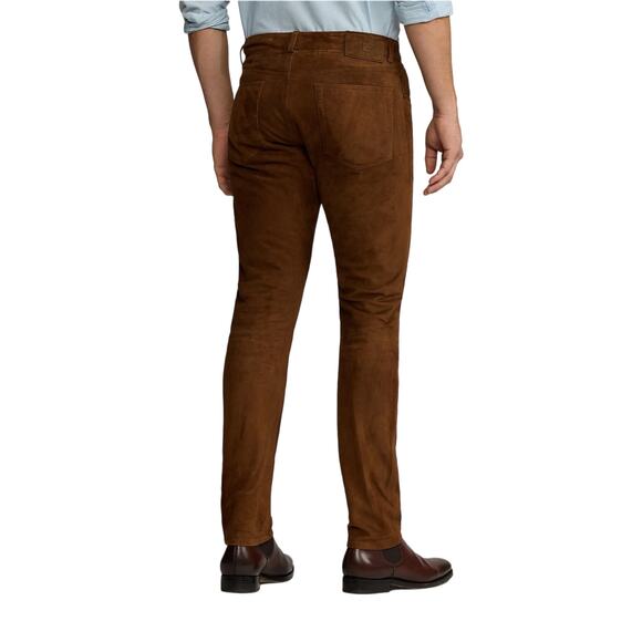 NWT $2295 Ralph Lauren Purple Label Suede Five-Pocket Pants - Picture 1 of 8